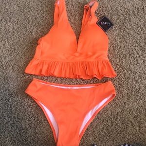 ZAFUL ruffle top bikini set